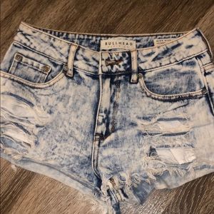 Acid wash distressed jeans shorts